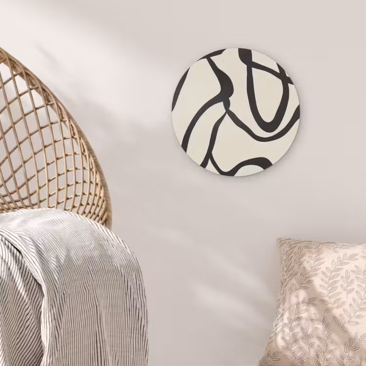 Abstract - Lijnen - Modern - Beige Akoestische PET Vilt - Rond klein -sfeer4