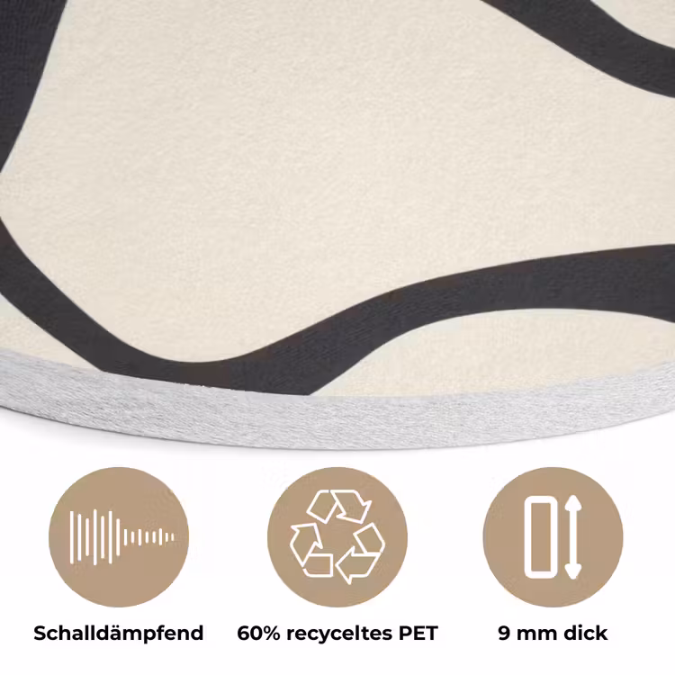 Abstract - Lijnen - Modern - Beige Akoestische PET Vilt - Rond klein -closeup_DE