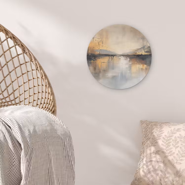 Abstract - Modern - Beige - Aesthetic - Goud Akoestische PET Vilt - Rond klein -sfeer4