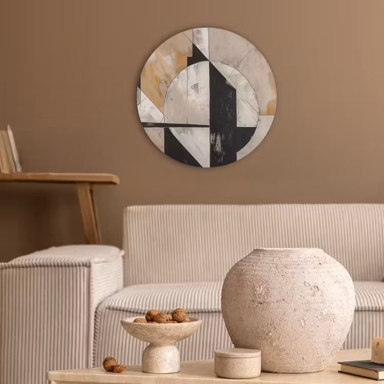 Abstract - Modern - Geometrisch - Pastel Akoestische PET Vilt - Rond klein -sfeer1