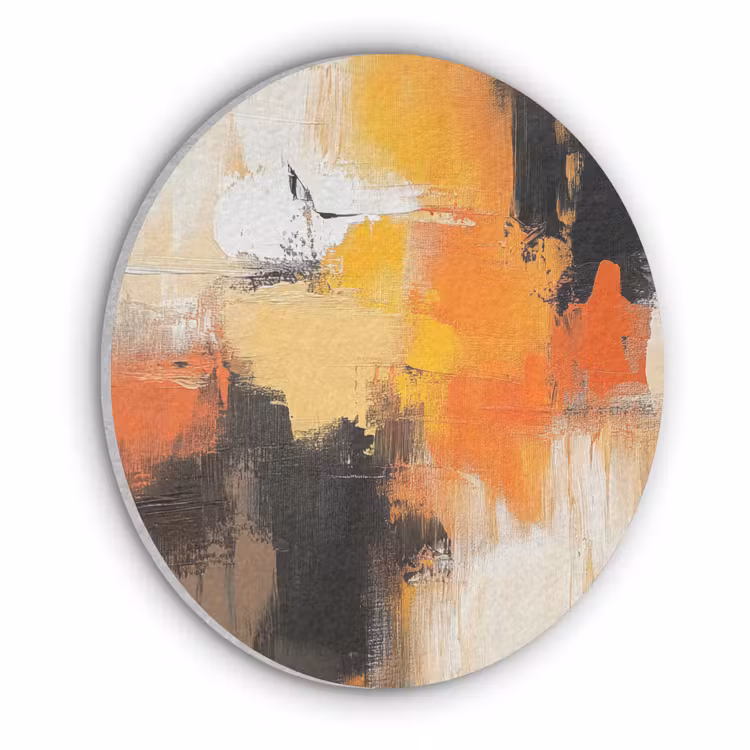 Abstract - Modern - Verflook - Herfst kleuren - Oranje Akoestische PET Vilt - Rond klein -3d