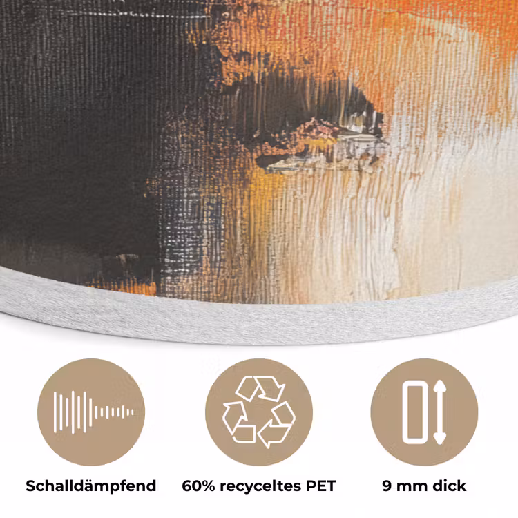 Abstract - Modern - Verflook - Herfst kleuren - Oranje Akoestische PET Vilt - Rond klein -closeup_DE