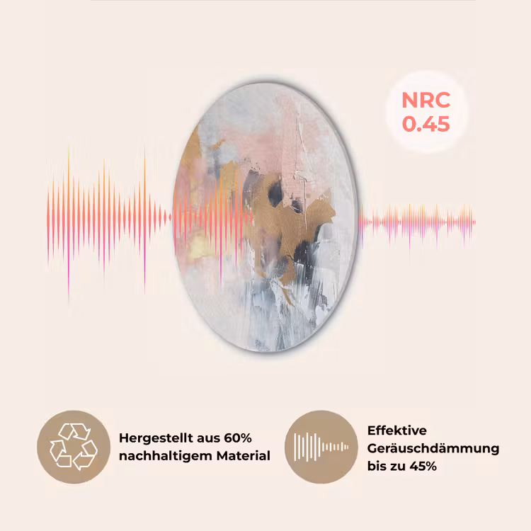 Abstract - Pastel kleuren - Goud - Modern - Aesthetic Akoestische PET Vilt - Rond klein -USP_DE