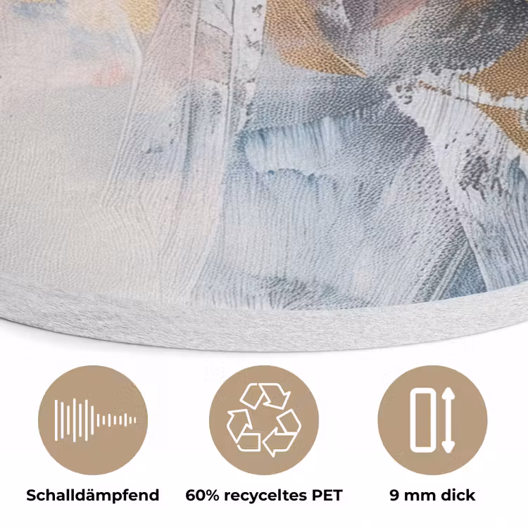 Abstract - Pastel kleuren - Goud - Modern - Aesthetic Akoestische PET Vilt - Rond klein -closeup_DE