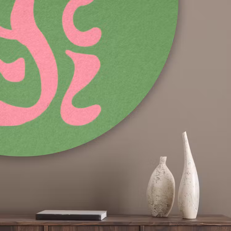 Abstract - Roze - Ciao - Vormen Akoestische PET Vilt - Rond klein -sfeer5_closeup