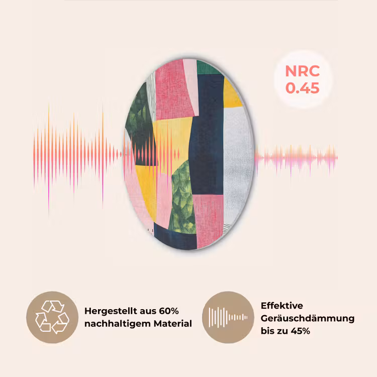 Abstract - Roze - Lappen - Vormen - Geel Akoestische PET Vilt - Rond klein -USP_DE