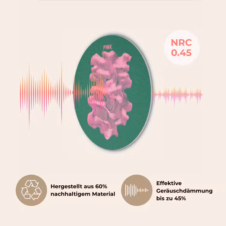 Abstract - Pink - Lijnen - Groen Akoestische PET Vilt - Rond klein -USP_DE