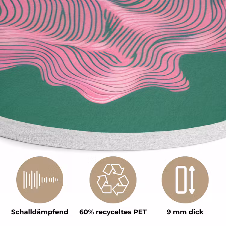 Abstract - Pink - Lijnen - Groen Akoestische PET Vilt - Rond klein -closeup_DE