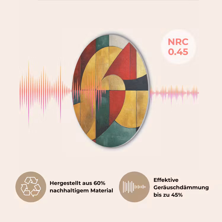 Abstract - Kerst - Goud - Rood - Groen Akoestische PET Vilt - Rond klein -USP_DE