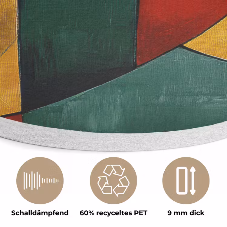 Abstract - Kerst - Goud - Rood - Groen Akoestische PET Vilt - Rond klein -closeup_DE