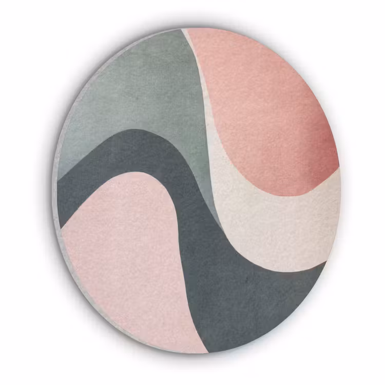 Abstract - Golven - Sierlijk - Roze Akoestische PET Vilt - Rond klein -3d