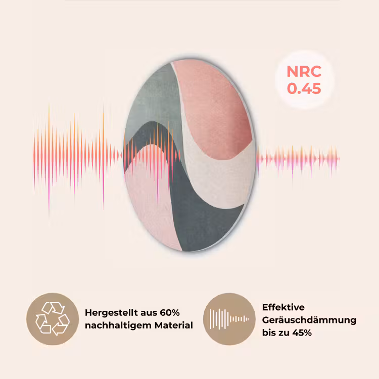Abstract - Golven - Sierlijk - Roze Akoestische PET Vilt - Rond klein -USP_DE