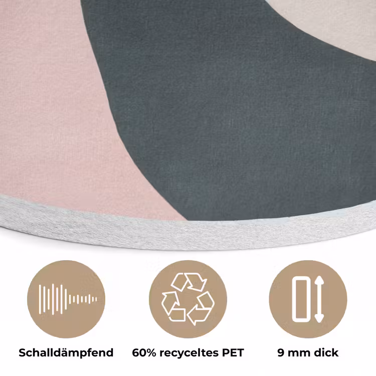 Abstract - Golven - Sierlijk - Roze Akoestische PET Vilt - Rond klein -closeup_DE