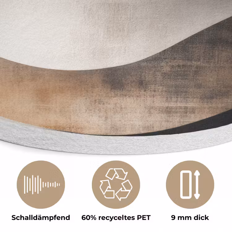 Abstract - Golven - Zwart - Verweerd Akoestische PET Vilt - Rond klein -closeup_DE