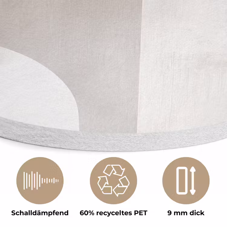Abstracte bogen - Modern - Beige Akoestische PET Vilt - Rond klein -closeup_DE