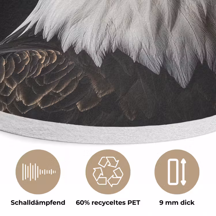 Arend -Amerika - Koksmuts - Vogel - Stoer Akoestische PET Vilt - Rond klein -closeup_DE