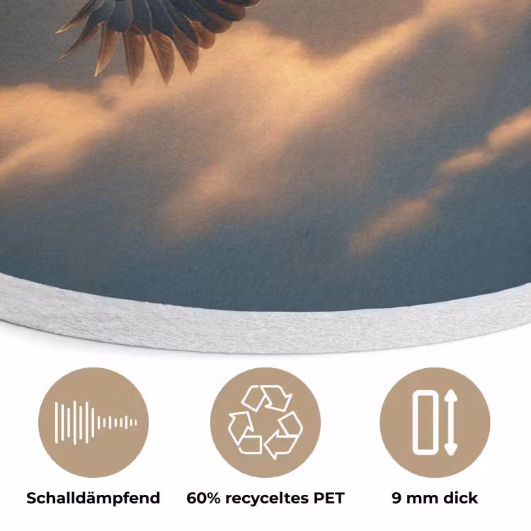 Adelaar - Wolken - Zon Akoestische PET Vilt - Rond klein -closeup_DE