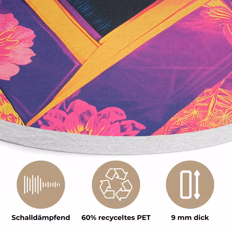 Aap - Kimono - Bloemen - Hoofdtooi Akoestische PET Vilt - Rond klein -closeup_DE