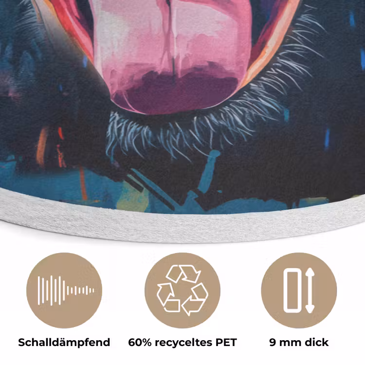 Aap - Tong - Abstract - Zwart Akoestische PET Vilt - Rond klein -closeup_DE