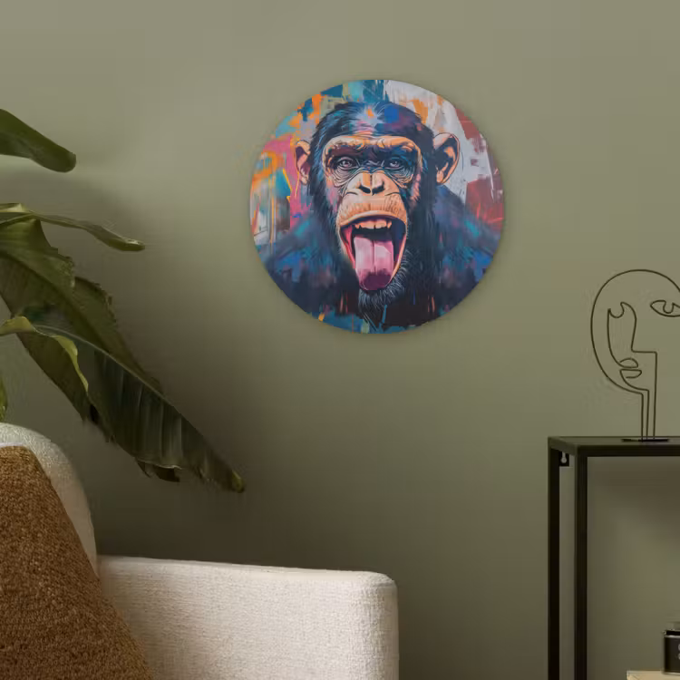 Aap - Tong - Abstract - Zwart Akoestische PET Vilt - Rond klein -sfeer2