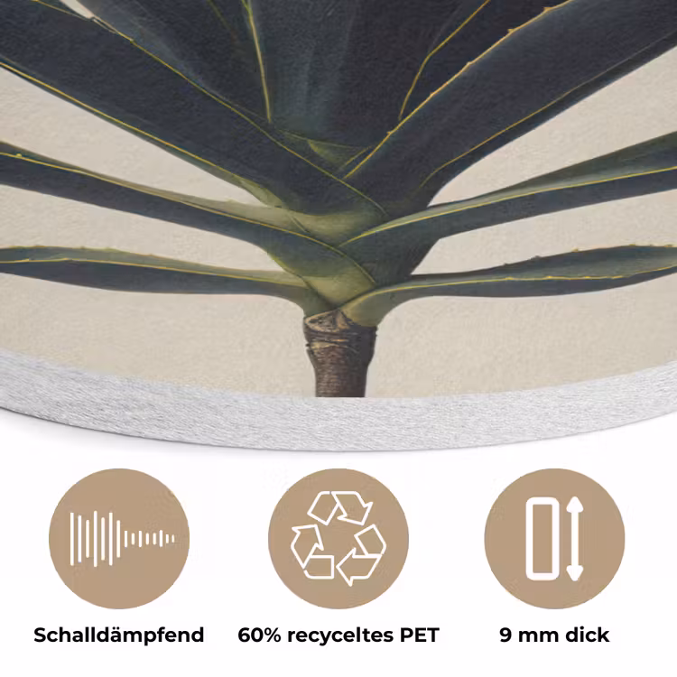 Agaveplant - Symmetrisch - Groen Akoestische PET Vilt - Rond klein -closeup_DE