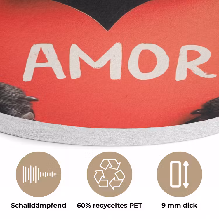 Amor - Hond - Hartje - Rood Akoestische PET Vilt - Rond klein -closeup_DE