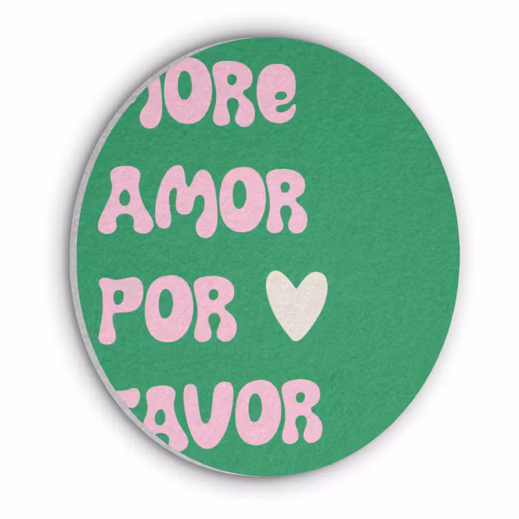 Amor - Valentijn - Groen - Tekst Akoestische PET Vilt - Rond klein -3d