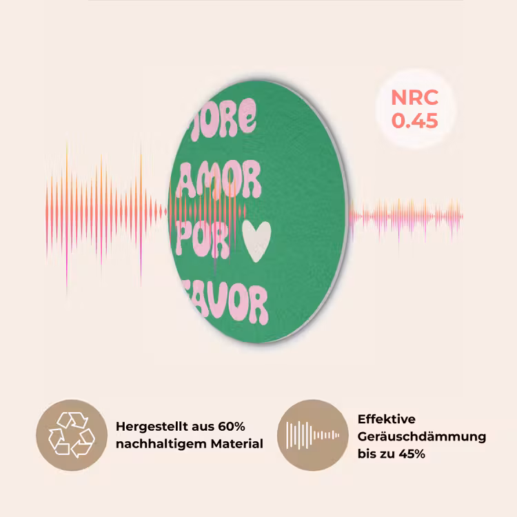 Amor - Valentijn - Groen - Tekst Akoestische PET Vilt - Rond klein -USP_DE
