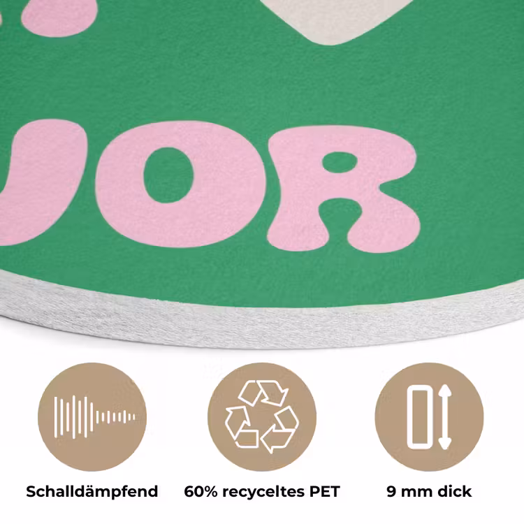 Amor - Valentijn - Groen - Tekst Akoestische PET Vilt - Rond klein -closeup_DE