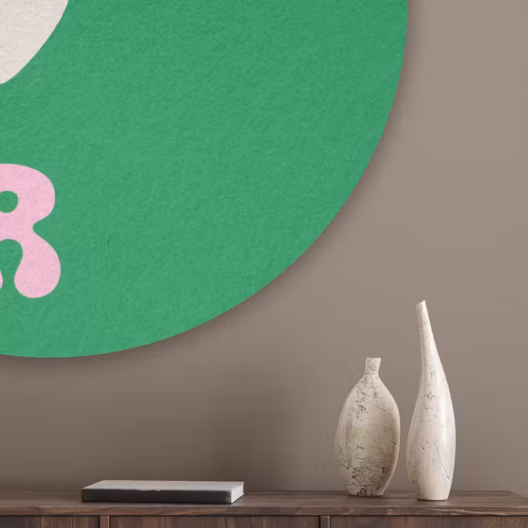 Amor - Valentijn - Groen - Tekst Akoestische PET Vilt - Rond klein -sfeer5_closeup