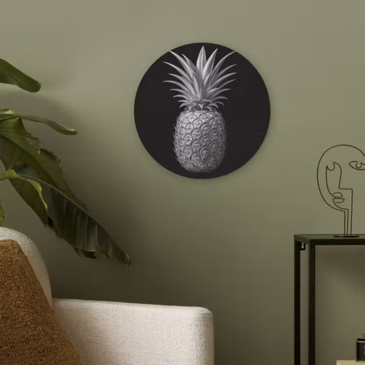 Ananas - Gedetailleerd - Bladeren Akoestische PET Vilt - Rond klein -sfeer2