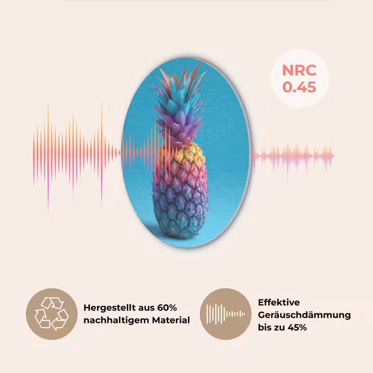 Ananas - Regenboog - Blauw - Popart Akoestische PET Vilt - Rond klein -USP_DE