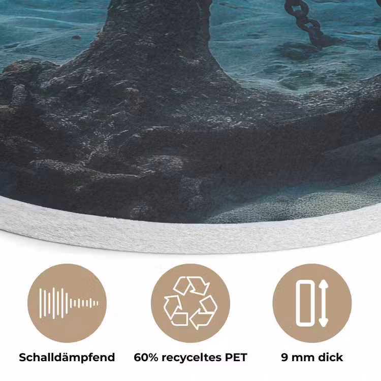 Anker - Ijzer - Zeebodem - Zand Akoestische PET Vilt - Rond klein -closeup_DE