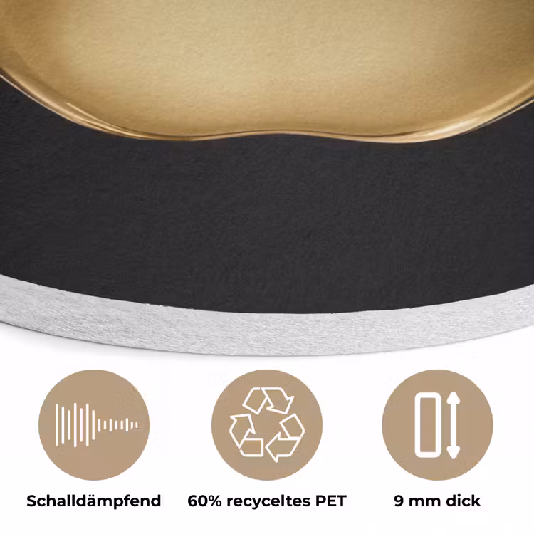 Appel - Goud - Chrome - Zwart Akoestische PET Vilt - Rond klein -closeup_DE