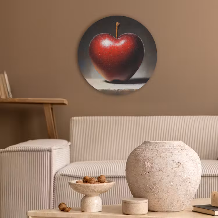 Apple - Hart - Rood Akoestische PET Vilt - Rond klein -sfeer1