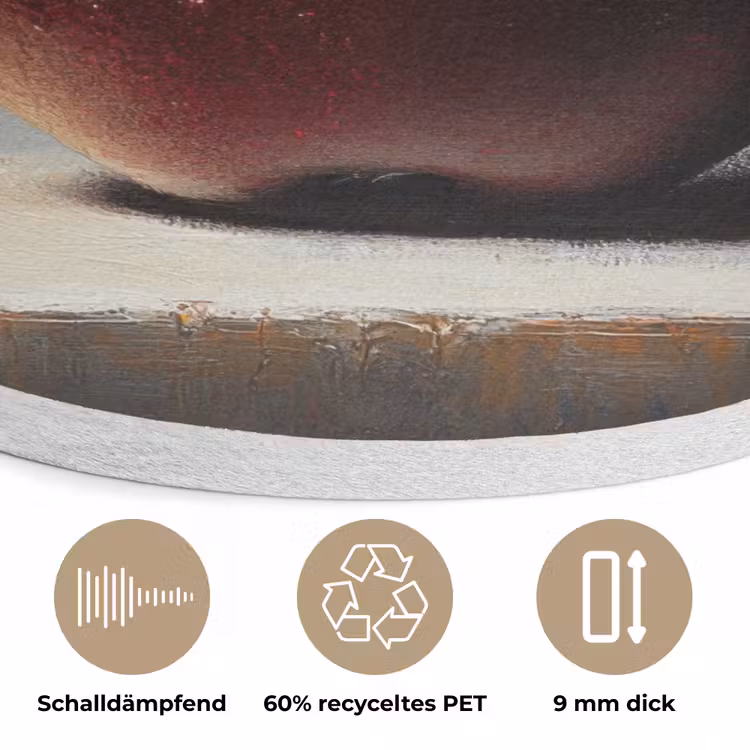 Apple - Hart - Rood Akoestische PET Vilt - Rond klein -closeup_DE