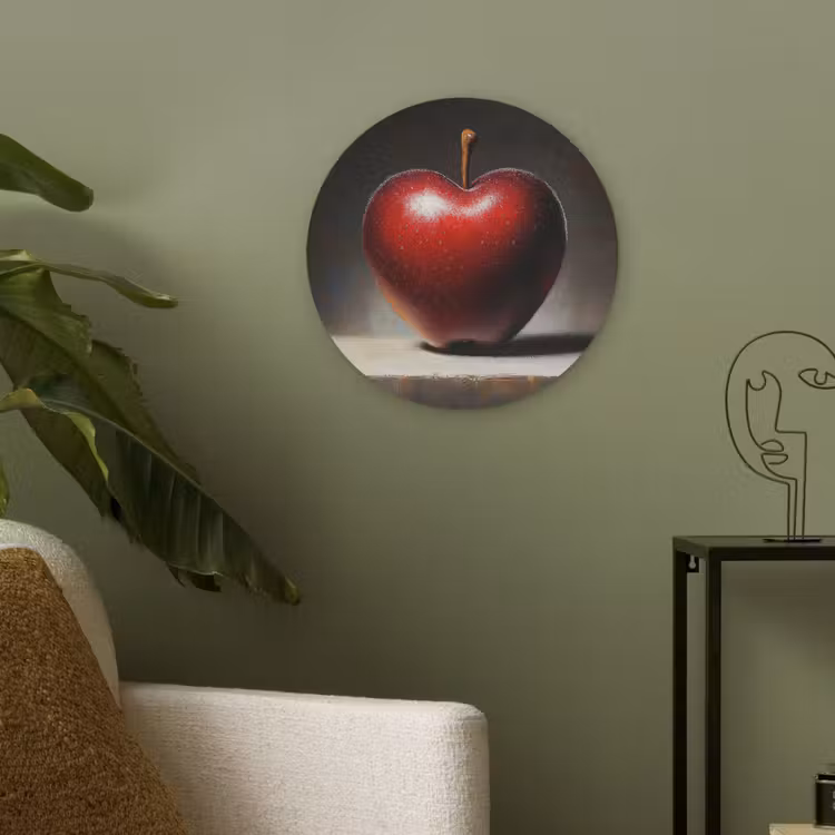 Apple - Hart - Rood Akoestische PET Vilt - Rond klein -sfeer2