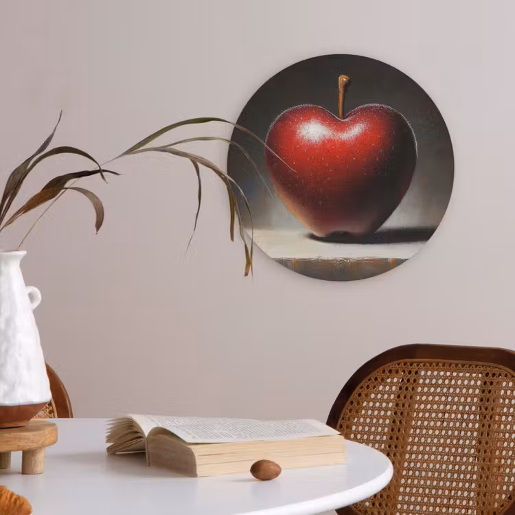 Apple - Hart - Rood Akoestische PET Vilt - Rond klein -sfeer3