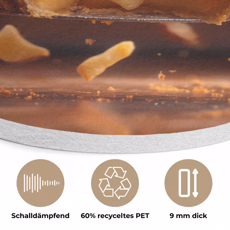 Appel - Taart - Warm - Eten Akoestische PET Vilt - Rond klein -closeup_DE