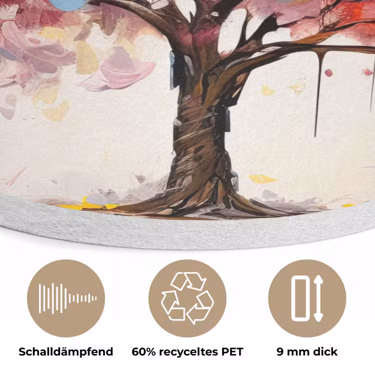 Aquarel - Boom - Kunst - Abstract Akoestische PET Vilt - Rond klein -closeup_DE