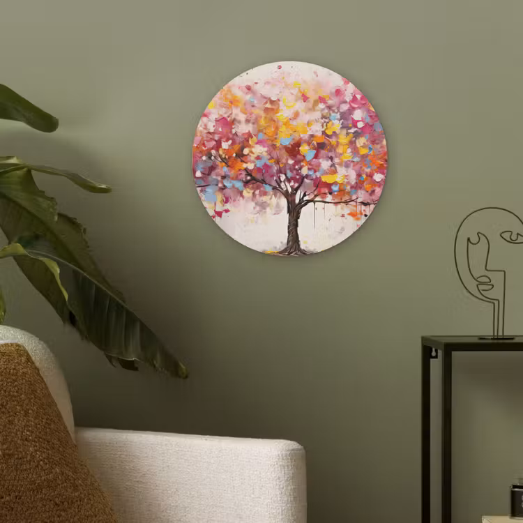 Aquarel - Boom - Kunst - Abstract Akoestische PET Vilt - Rond klein -sfeer2