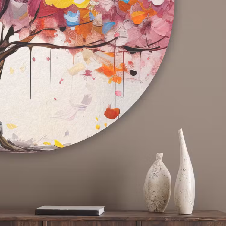 Aquarel - Boom - Kunst - Abstract Akoestische PET Vilt - Rond klein -sfeer5_closeup