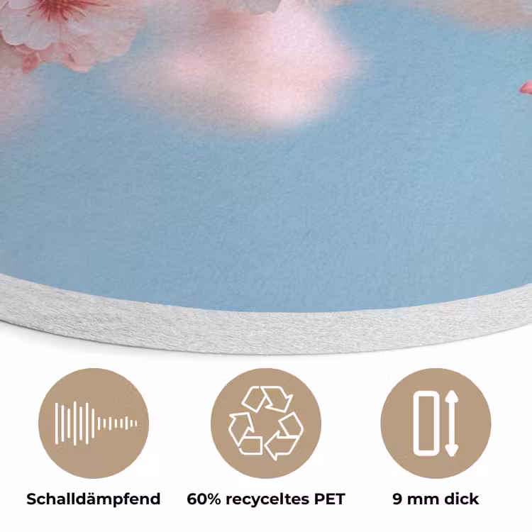 Takken - Bloesems - Roze Akoestische PET Vilt - Rond klein -closeup_DE