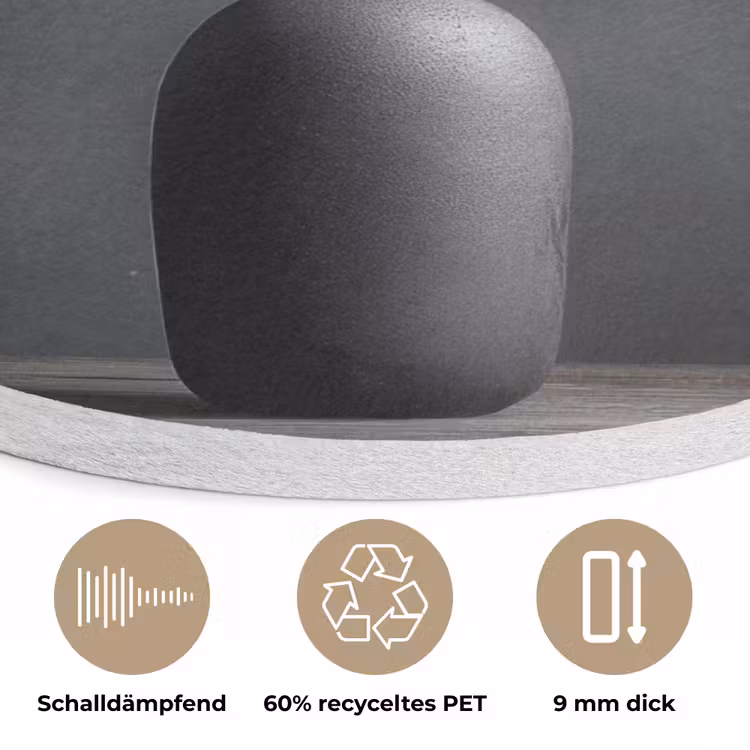 Takken - Vaas - Bolletjes - Wit Akoestische PET Vilt - Rond klein -closeup_DE
