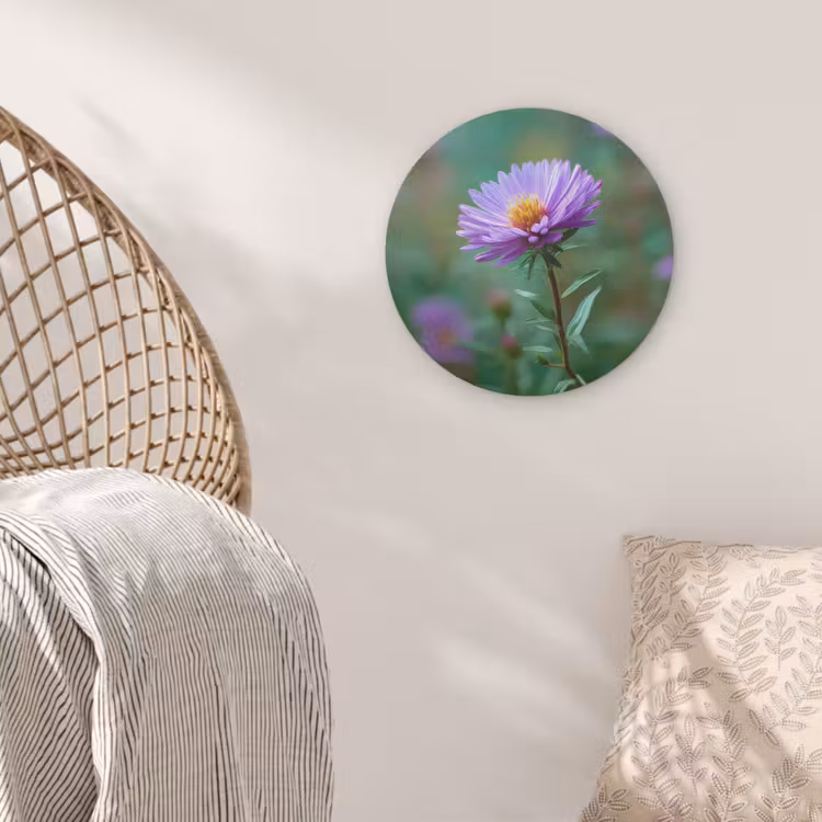 Aster - Paars - Bloem - Blaadjes Akoestische PET Vilt - Rond klein -sfeer4