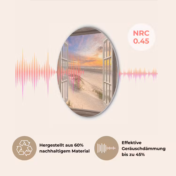 Doorkijk - Strand - Duinen - Natuur - Landschap Akoestische PET Vilt - Rond klein -USP_DE