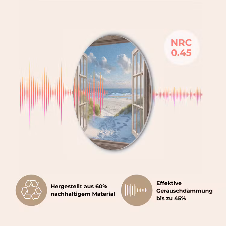 Doorkijk - Strand - Raam - Duinen - Zee Akoestische PET Vilt - Rond klein -USP_DE