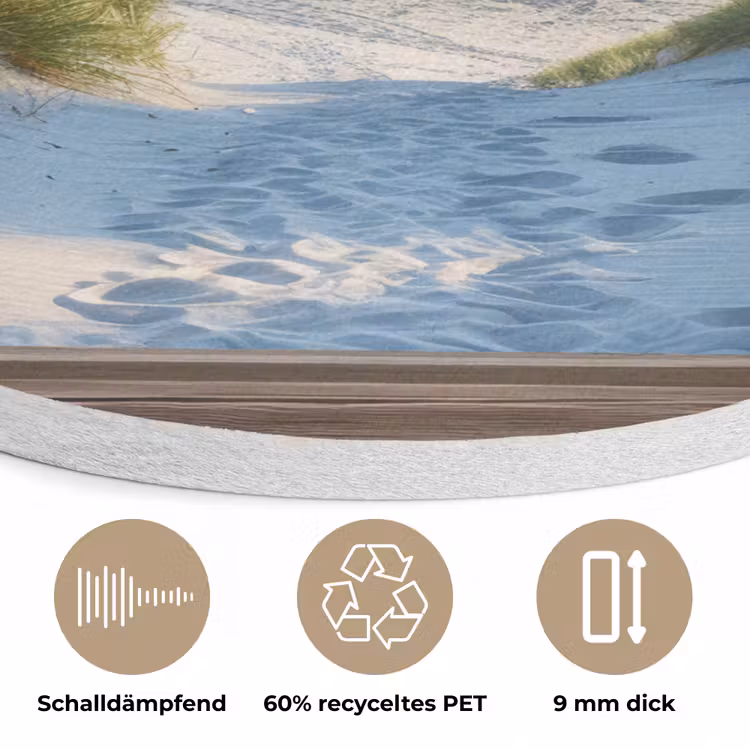 Doorkijk - Strand - Raam - Duinen - Zee Akoestische PET Vilt - Rond klein -closeup_DE