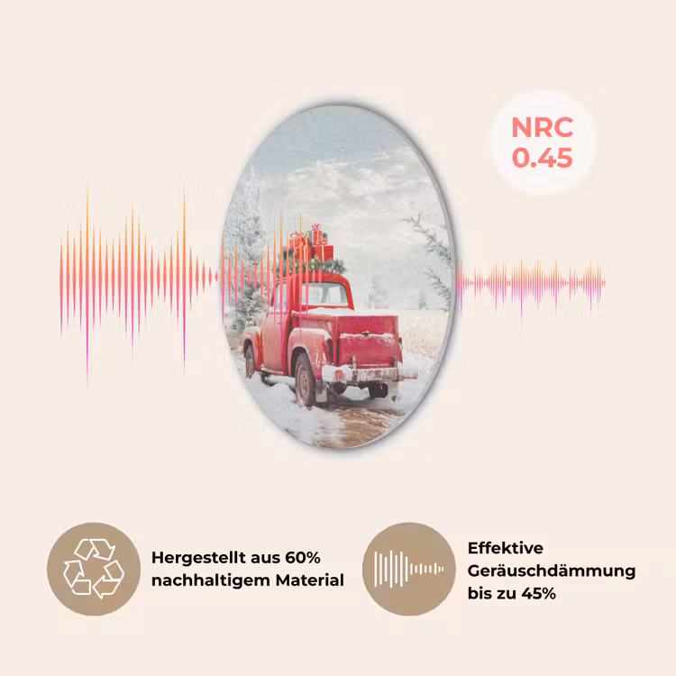 Auto - Rood - Cadeaus - Winter - Sneeuw - Kerst Akoestische PET Vilt - Rond klein -USP_DE