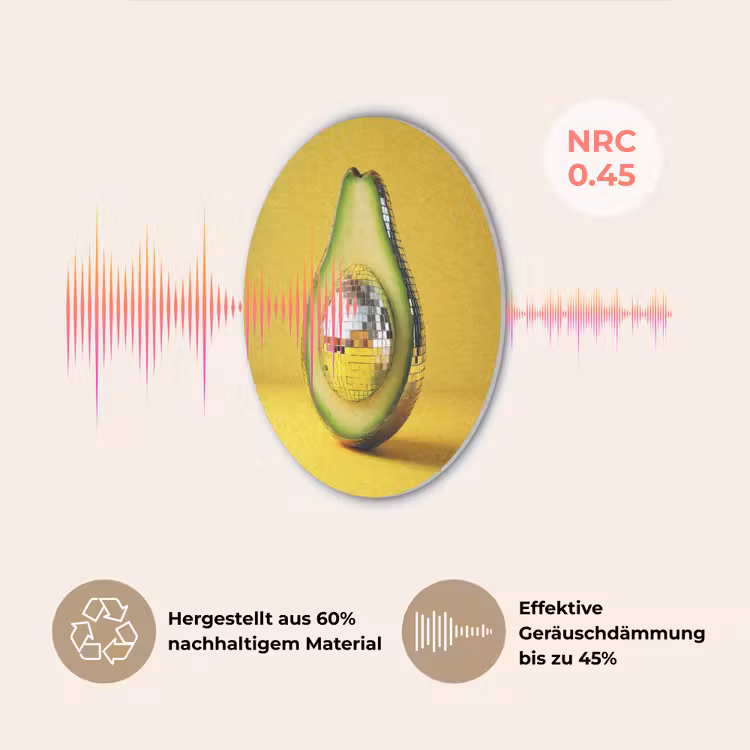 Avocado - Discobal - Geel - Glitter Akoestische PET Vilt - Rond klein -USP_DE